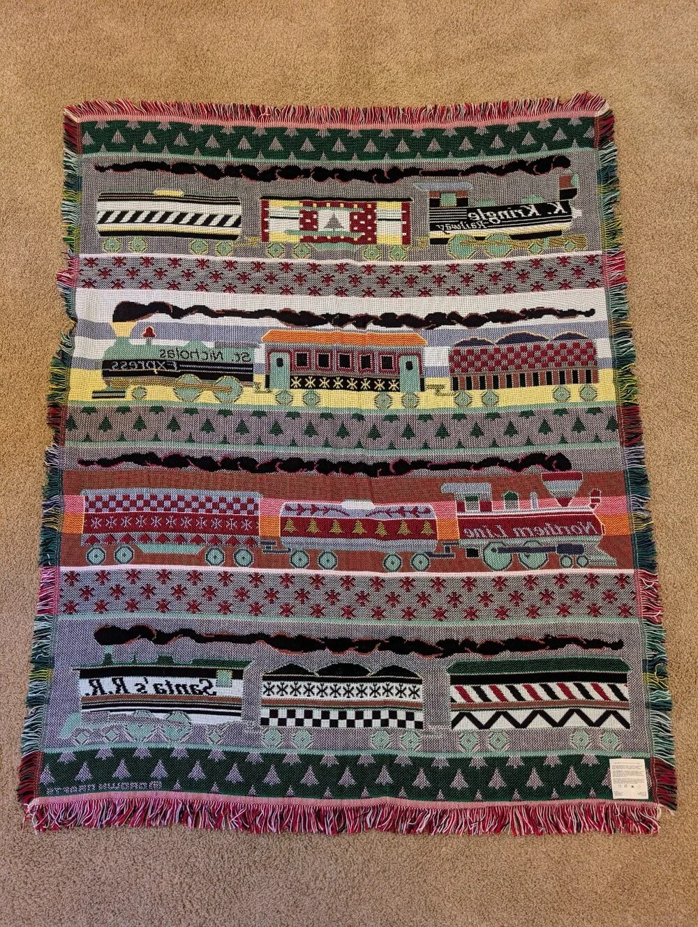 Christmas Train Throw Blanket